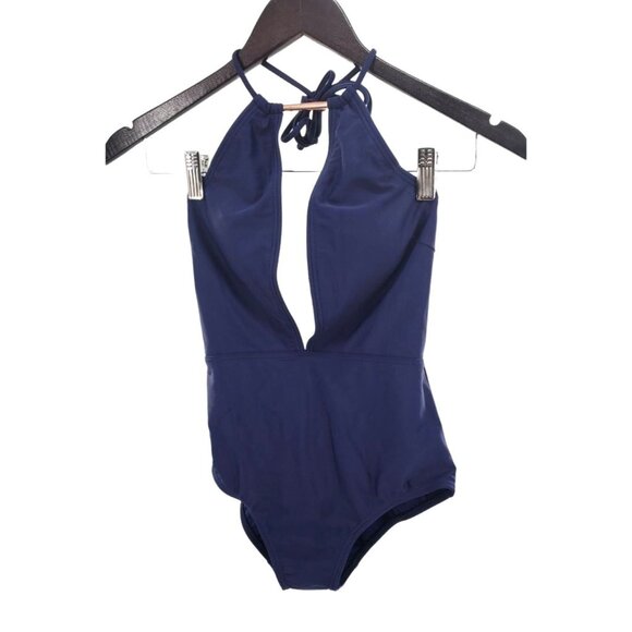 Ted Baker 4 One-piece Swimwear Plunge Cutout Halter Swimsuit Bathing Suit Blue - Picture 12 of 13